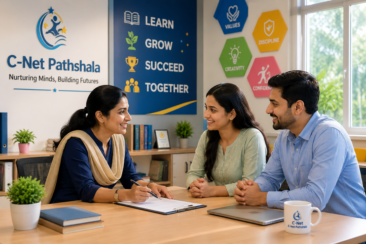 Parents speaking with C-Net Pathshala team